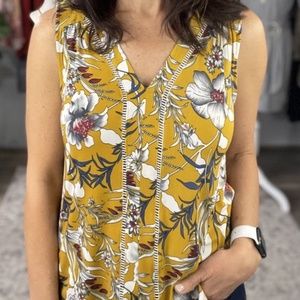 TUA MUSTARD FLORAL TOP (SMALL, LARGE)